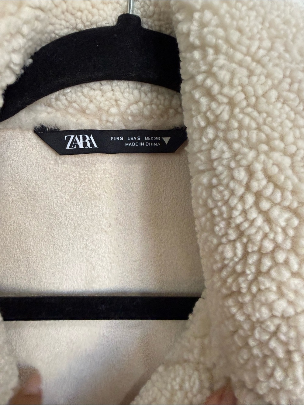 Zara Ivory Teddy Sherpa Cropped Trucker Jacket Quiet Luxury Cozy Winter Sz Small - Picture 3 of 10